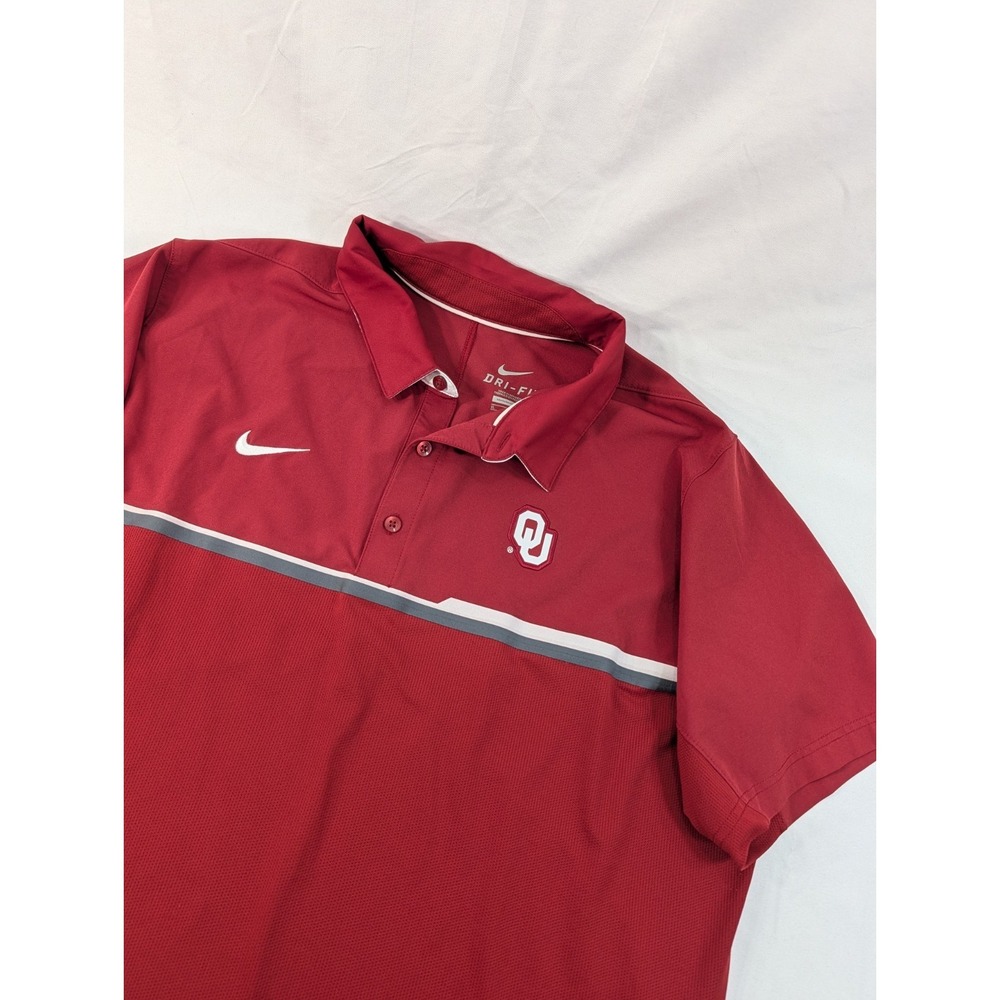Nike Oklahoma Sooners OU Men's Dri-Fit Polo Size XL Two Tone Maroon Excellent